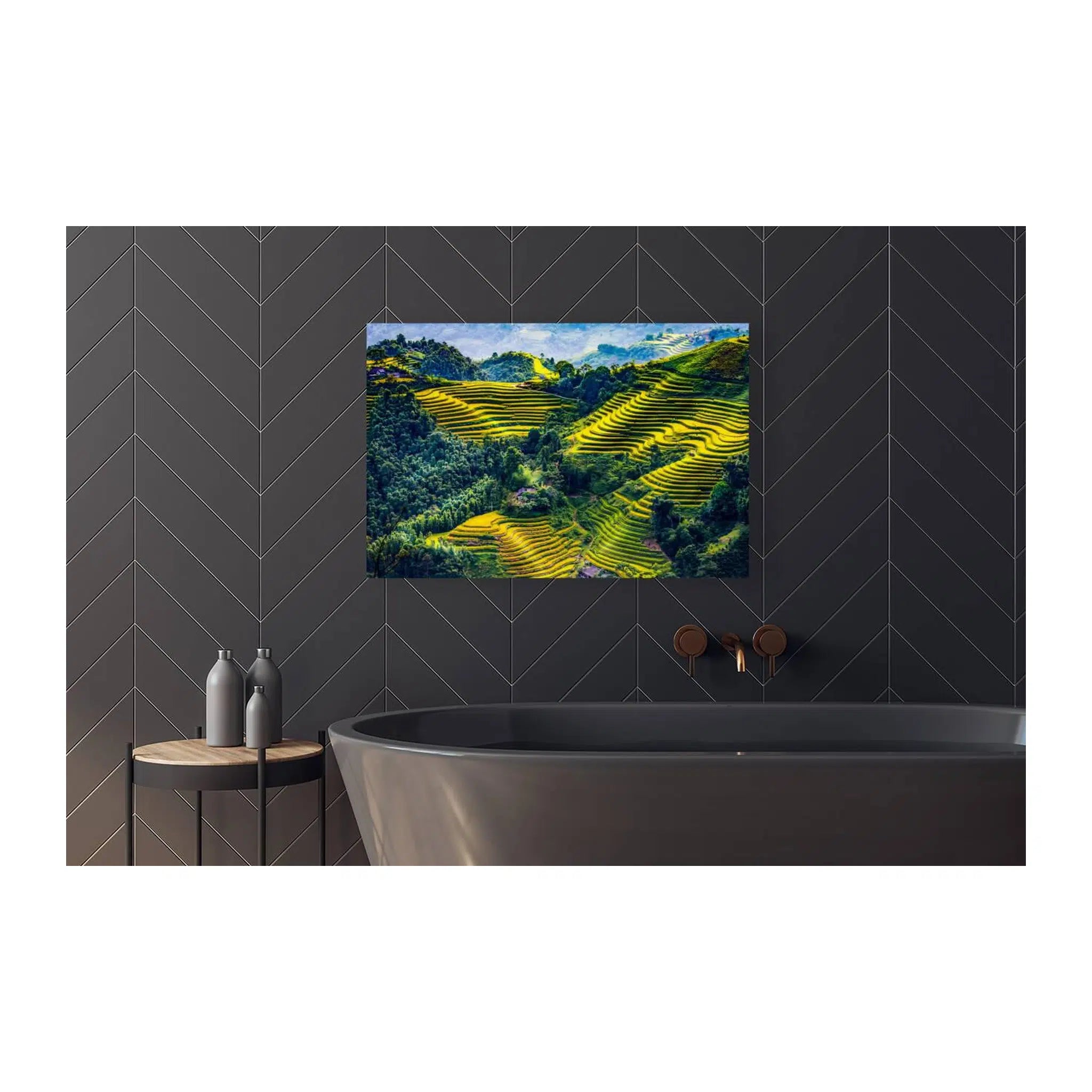Golden Terraced Fields Landscape Giclée Print 32640 Visual Wall Art