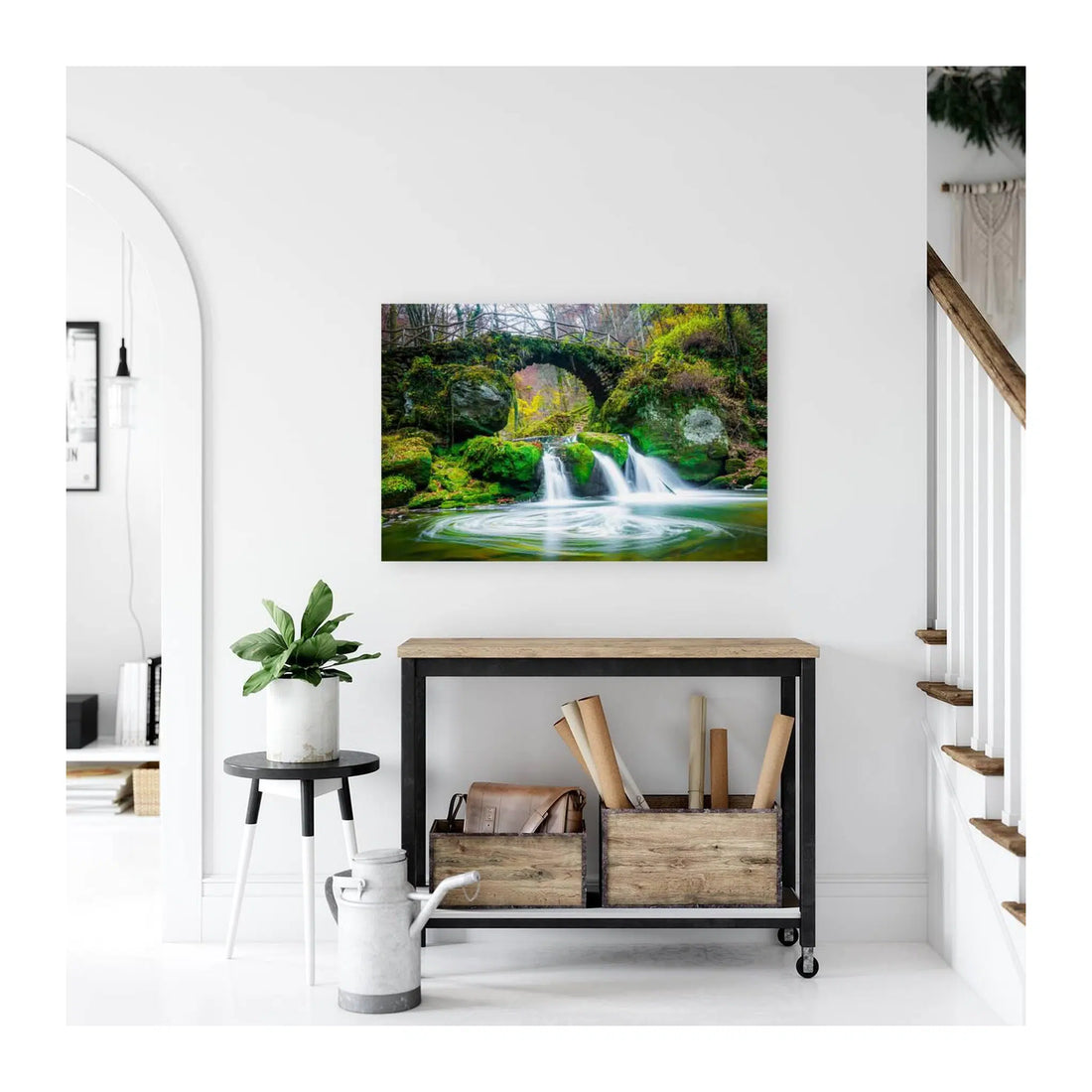 Mystical Forest Bridge Waterfall Giclée Print 32616 Visual Wall Art