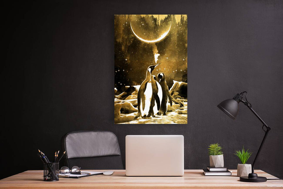 Penguins Gold Giclee Print 23905 Pictorem.com