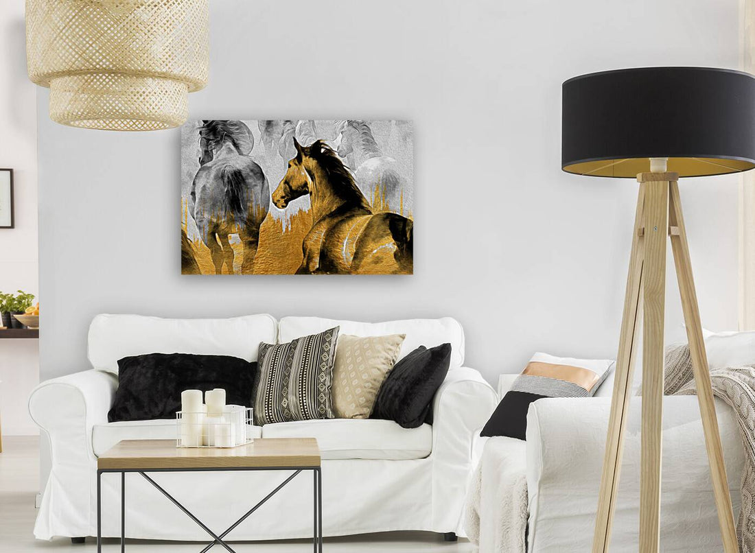 Two Horses Gold Giclee Print 32909 Pictorem.com