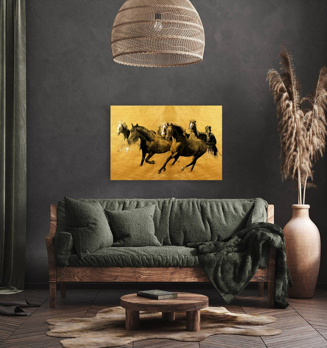 Running Horses Gold Giclee Print 32908 Pictorem.com