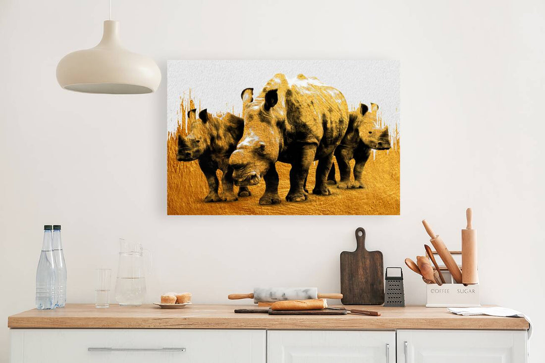 Rhinoceros Gold Giclee Print 32911 Pictorem.com