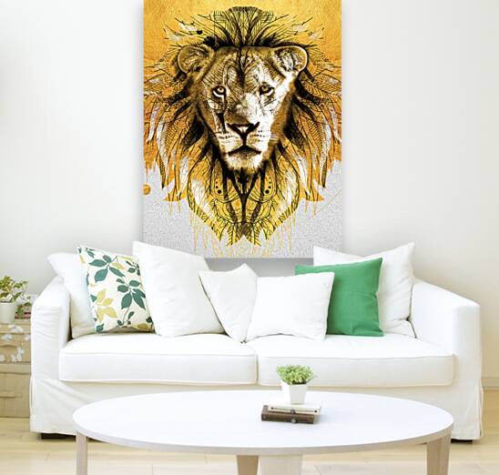 Lion Head Gold Giclee Print 34923 Pictorem.com