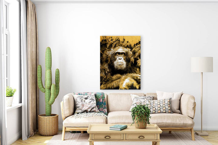 Monkey Portrait Gold Giclee Print 34911 Pictorem.com