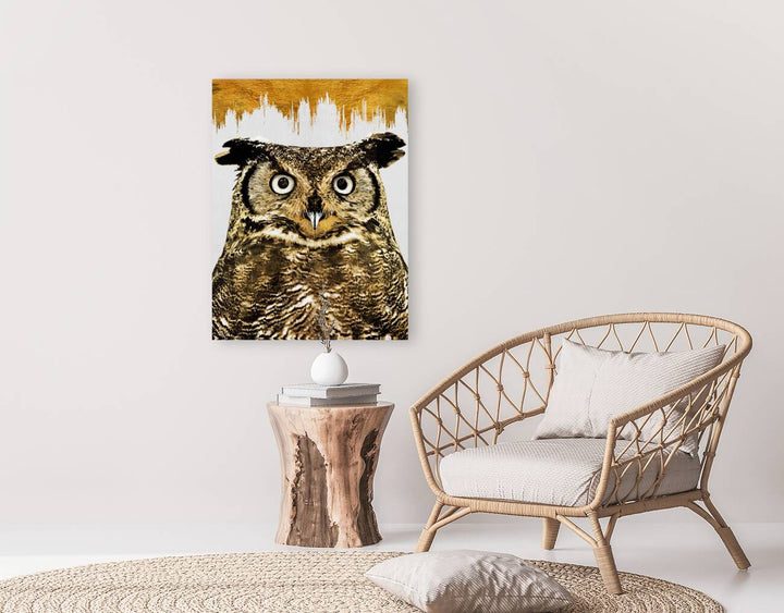 Owl Portrait Gold Giclee Print 34910