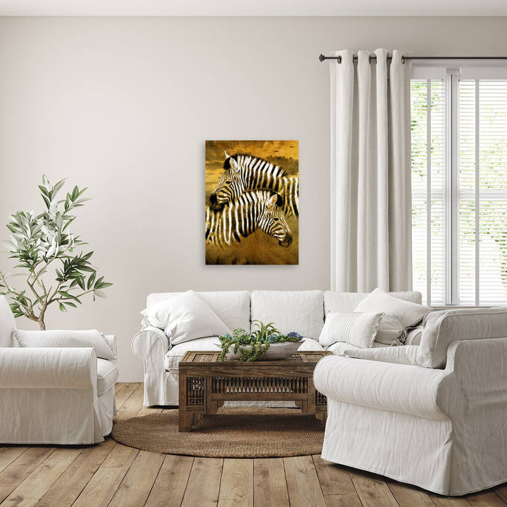 Zebras Love Gold Giclee Print 34921