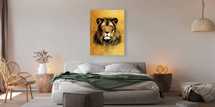 Lion Portrait Gold Giclee Print 34917 Pictorem.com