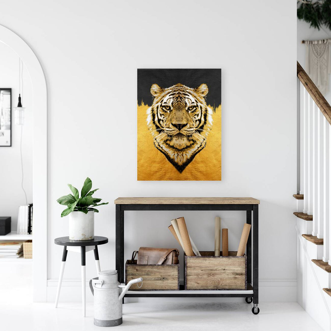 Tiger Portrait Gold Giclee Print 34918 Pictorem.com