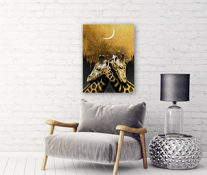 Giraffes Love Gold Giclee Print 34913 Pictorem.com