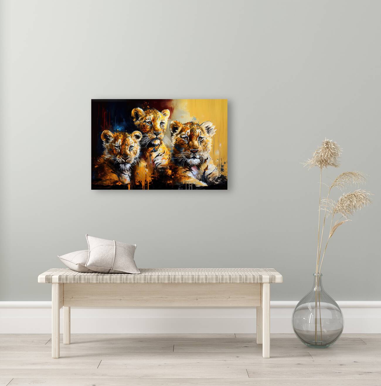 Lions Cubs Brothers, 32100 African Wildlife, Printed Artwork