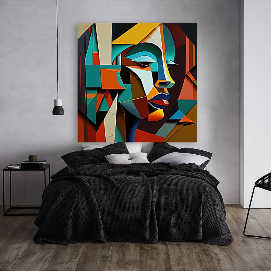 Girl On Edge, Abstract 11107 Cubism, Printed Artwork