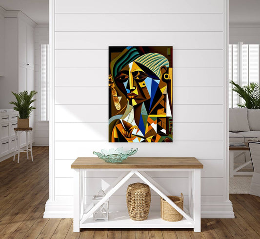 Triple Faces, Ethnic Abstract Art Print 23142 Visual Wall Art