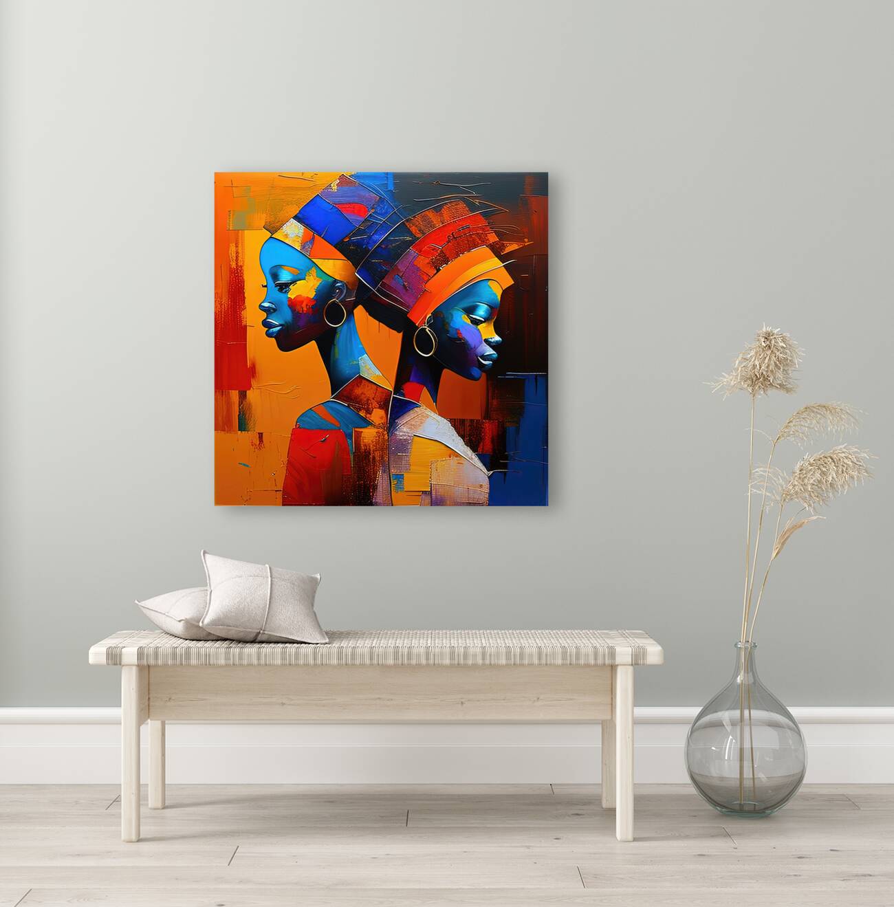 Tween Sisters, Ethnic Abstract Art Print 11119 Visual Wall Art