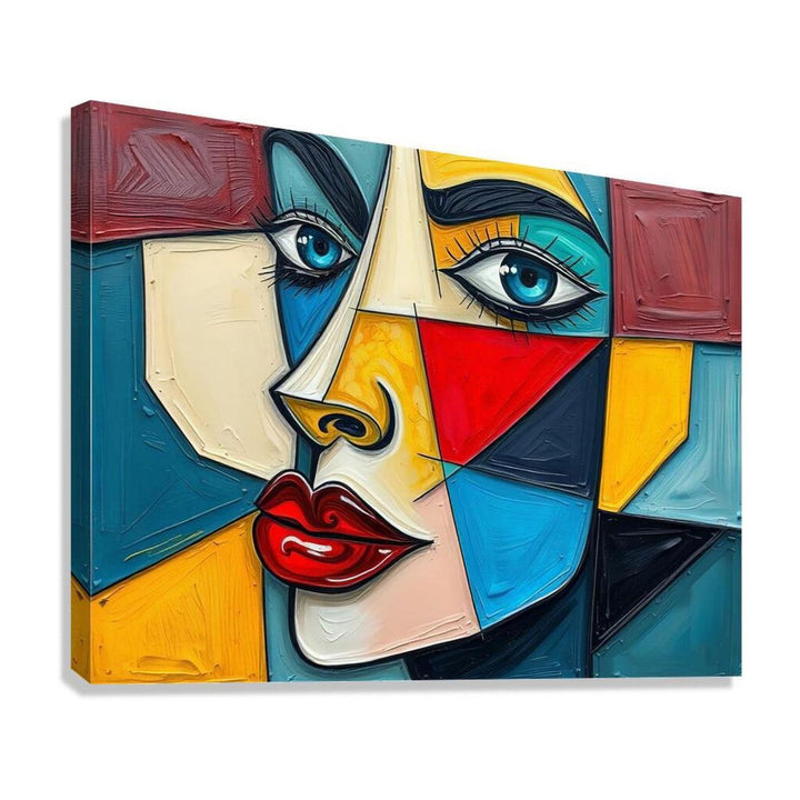 Red Lipped Maid, Abstract Art Print 43639 Giclée Stretched Canvas Print Visual Wall Art