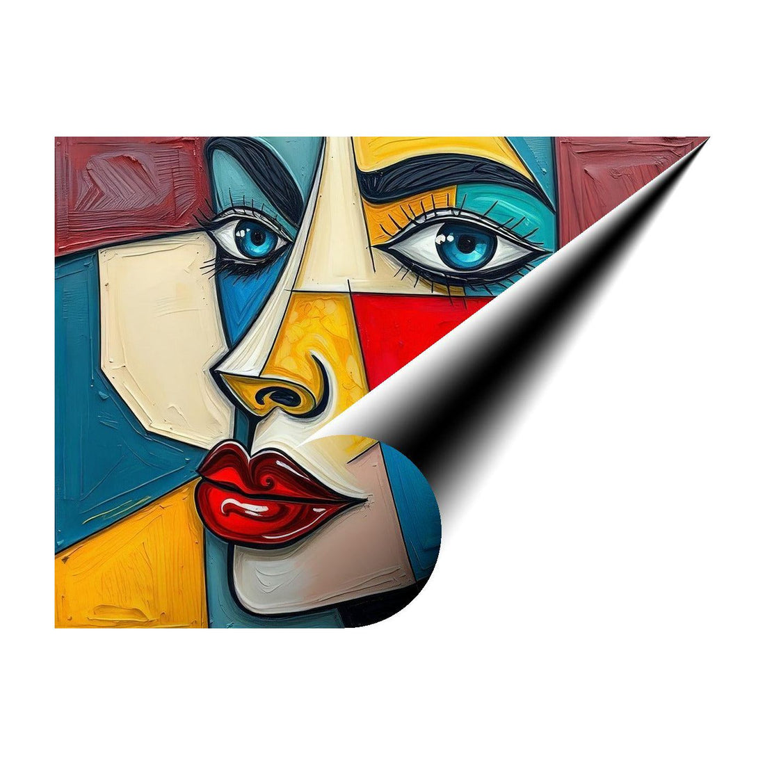 Red Lipped Maid, Abstract Art Print 43639 Giclee Rolled Canvas Print Visual Wall Art