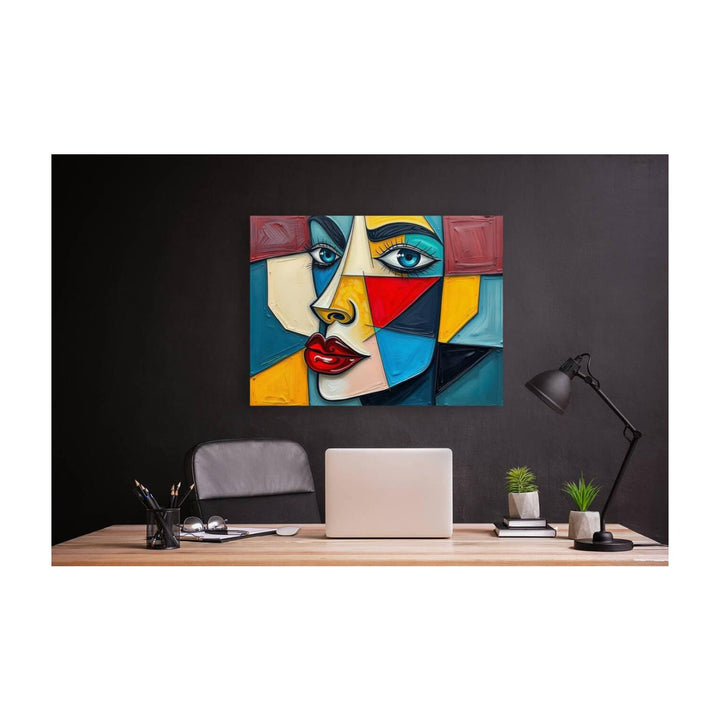 Red Lipped Maid, Abstract Art Print 43639 Visual Wall Art