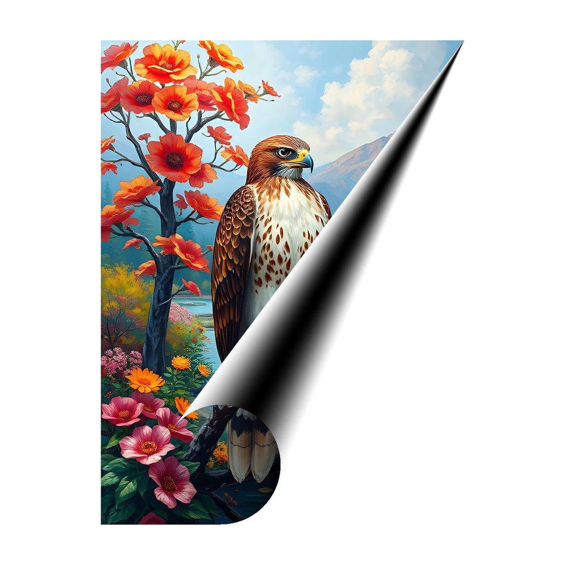 Red Tailed Hawk, Bird Art Print 34228 Giclee Rolled Canvas Print Visual Wall Art