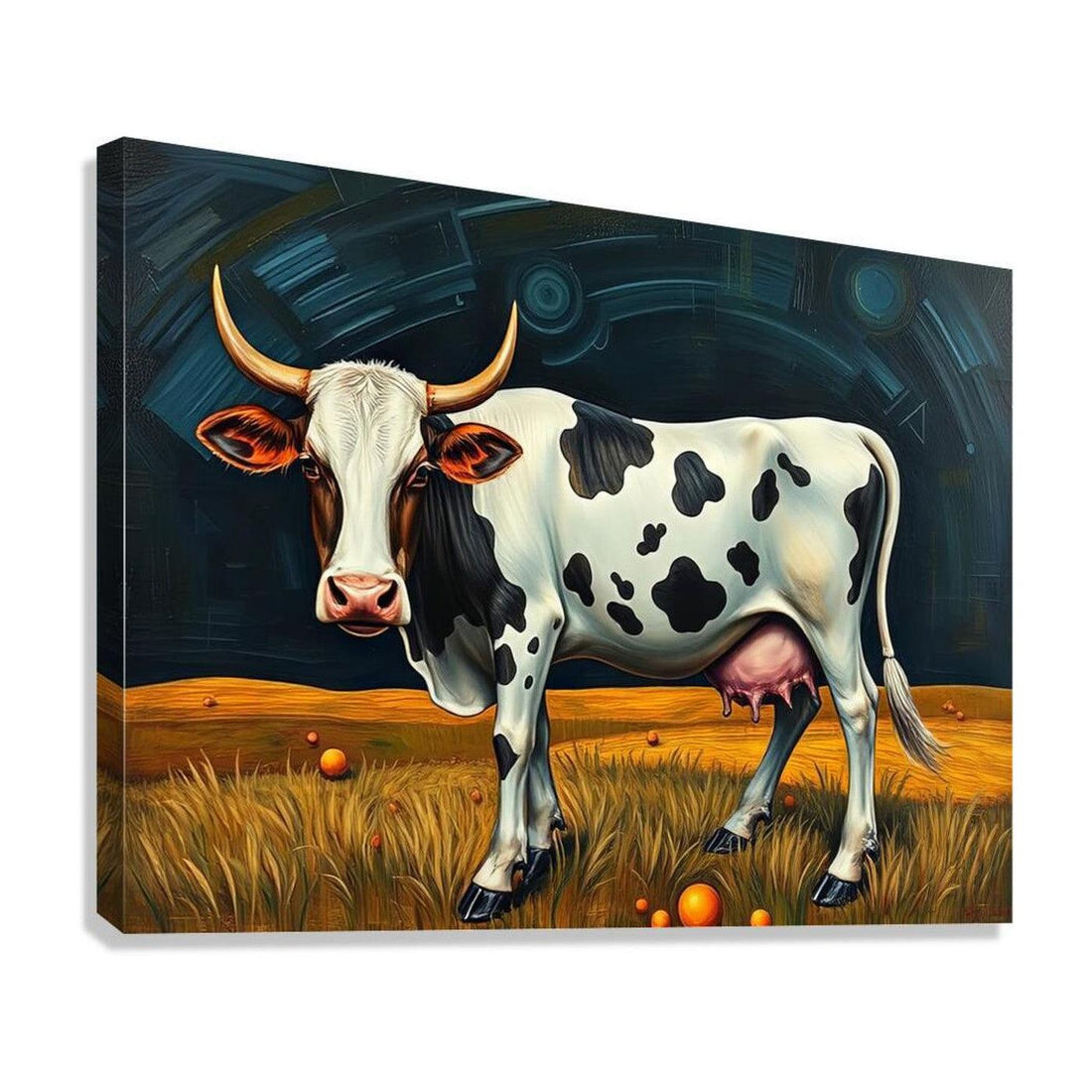 Red White Cow Cattle, Animal Art Print 43601 Giclée Stretched Canvas Print Visual Wall Art