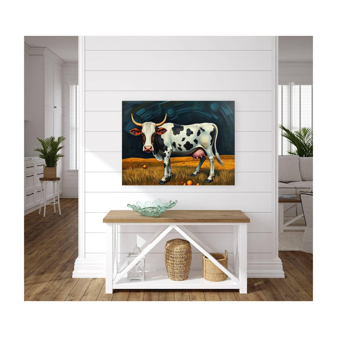 Red White Cow Cattle, Animal Art Print 43601 Visual Wall Art