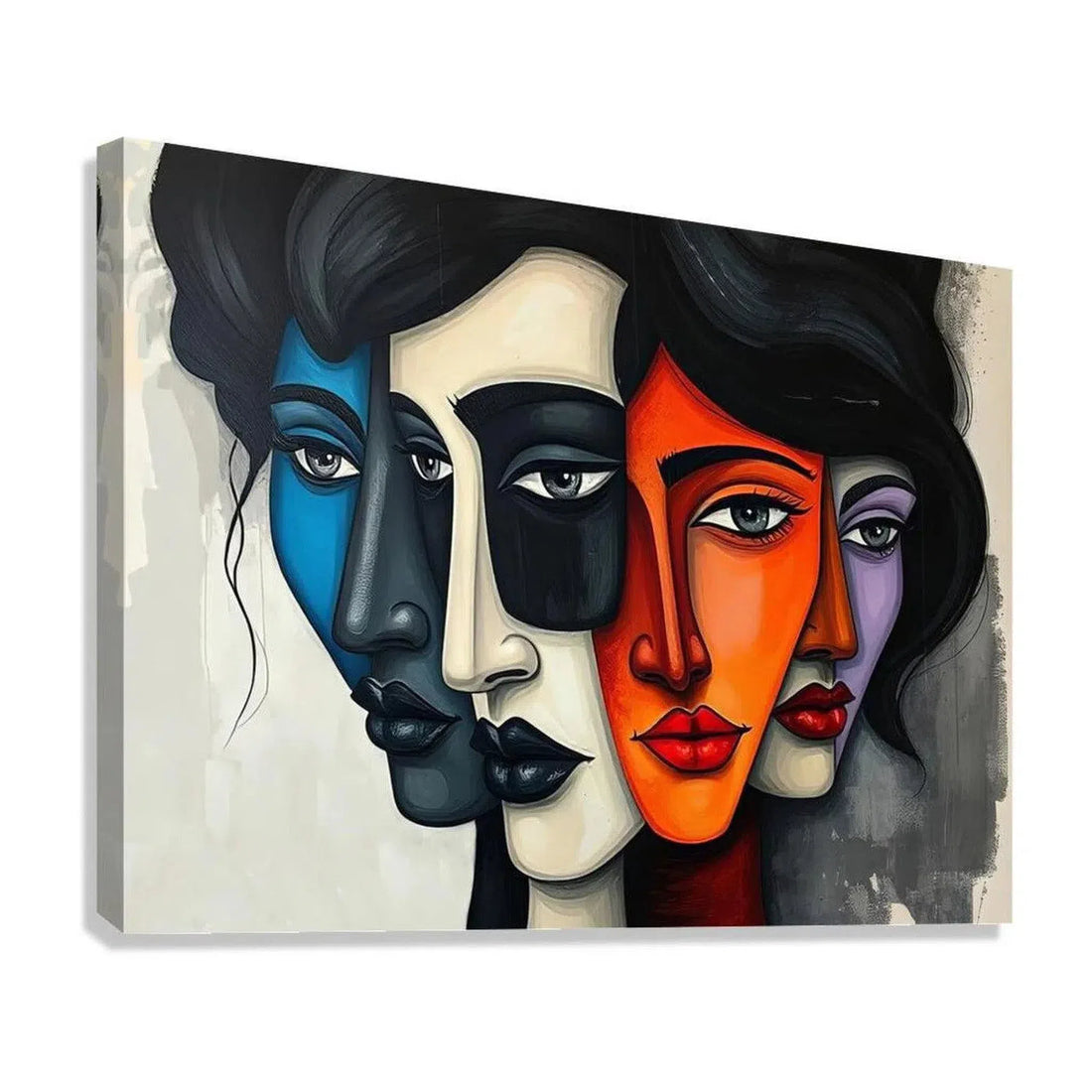 Relaxed Visages, Abstract Art Print 43632 Giclée Stretched Canvas Print Visual Wall Art