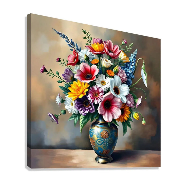 Richly Colored Of Various Flowers Still Life Print-11920 Giclée Stretched Canvas Print Visual Wall Art