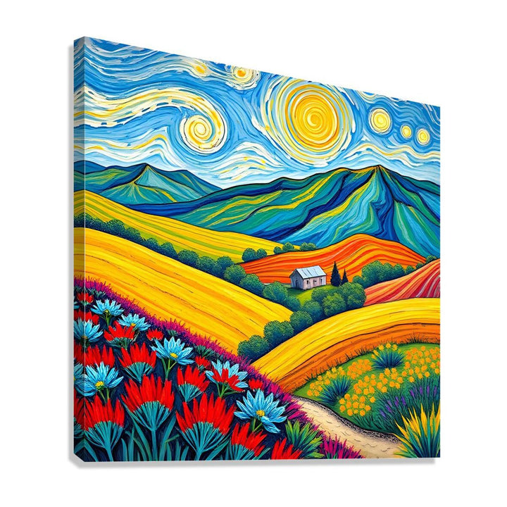 Rolling Hills Meet Nature Print-11921 Giclée Stretched Canvas Print Visual Wall Art