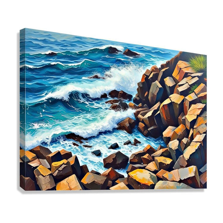 Rough Coastal Rocks Nature Art Print 43727 Giclée Stretched Canvas Print Visual Wall Art