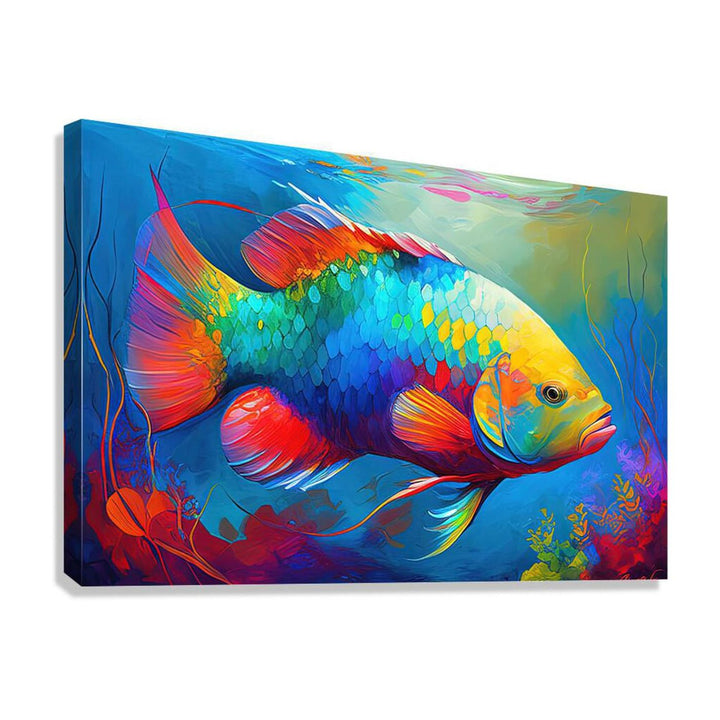 Rowing Parrotfish, Fish Art Print 32400 Giclée Stretched Canvas Print Visual Wall Art