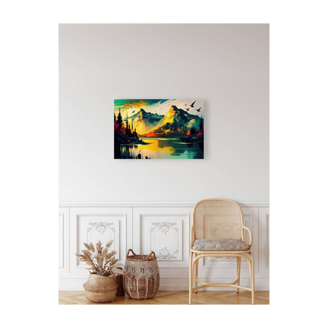 Serene Day At The River, Landscape Nature Art Print 32323 Visual Wall Art