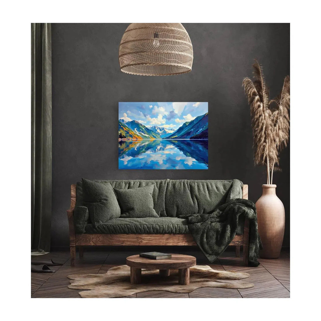 Serene Mountain Lake Nature Art Print 43730 Visual Wall Art