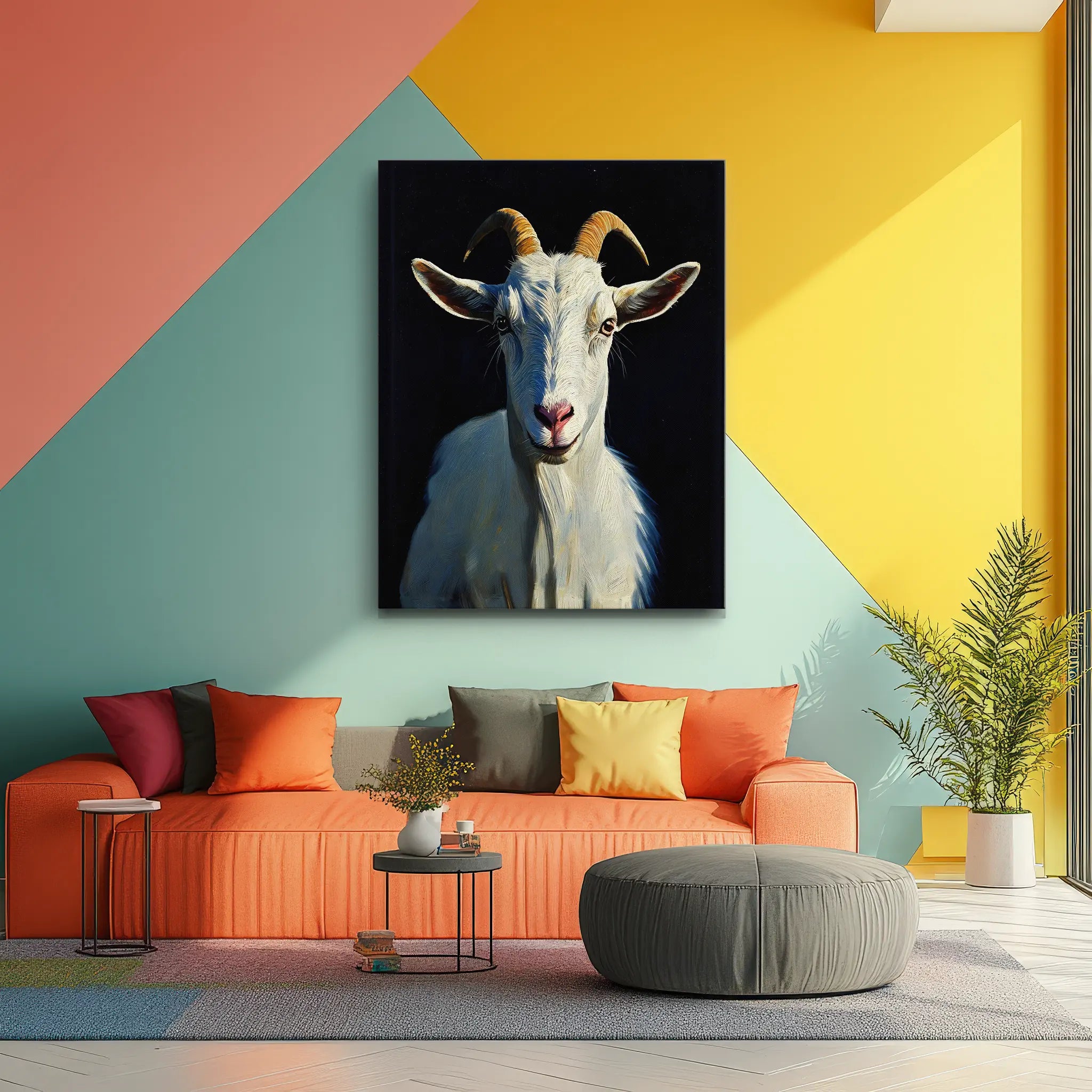 Serene White Goat Giclée Print 456050 Visual Wall Art AR3:4V-AR4:5V Giclée Print