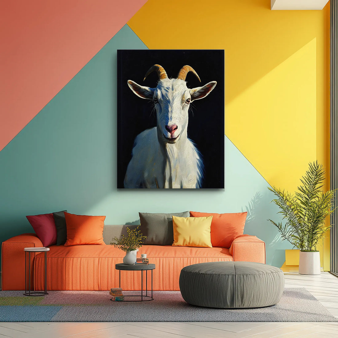 Serene White Goat Giclée Print 456050 Visual Wall Art AR3:4V-AR4:5V Giclée Print