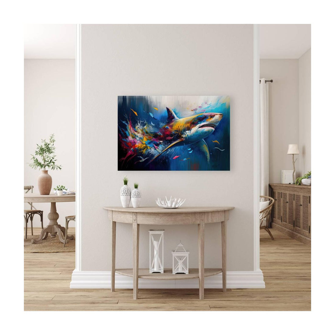 Shark In Deep Water, Ocean Animal Art Print 32100 Visual Wall Art