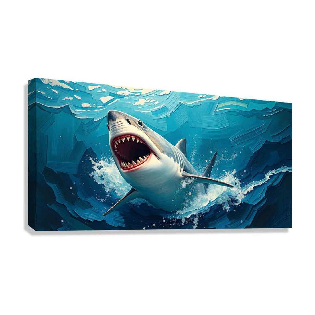 Shark Mouth Open, Animal Art Print 21400 Giclée Stretched Canvas Print Visual Wall Art