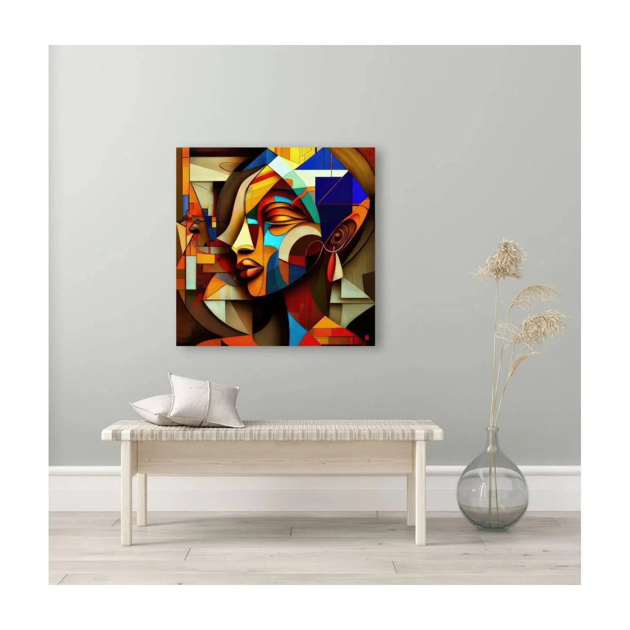 Sightless Girl, Ethnic Abstract Art Print 11110 Giclée Stretched Canvas Print Visual Wall Art