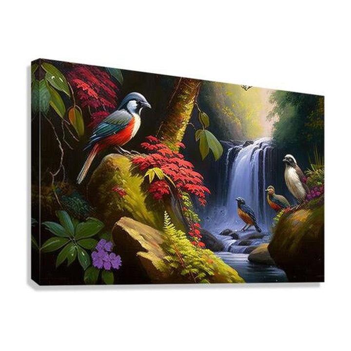 Silent Watchers Waterfall, Landscape Nature Art Print 32322 Giclée Stretched Canvas Print Visual Wall Art