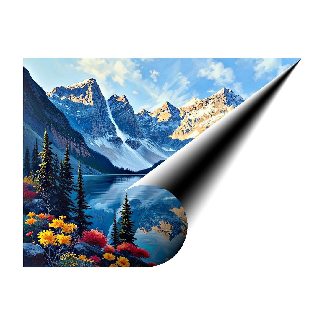 Snow Capped Mountains Nature Art Print 43734 Giclée Rolled Canvas Print Visual Wall Art