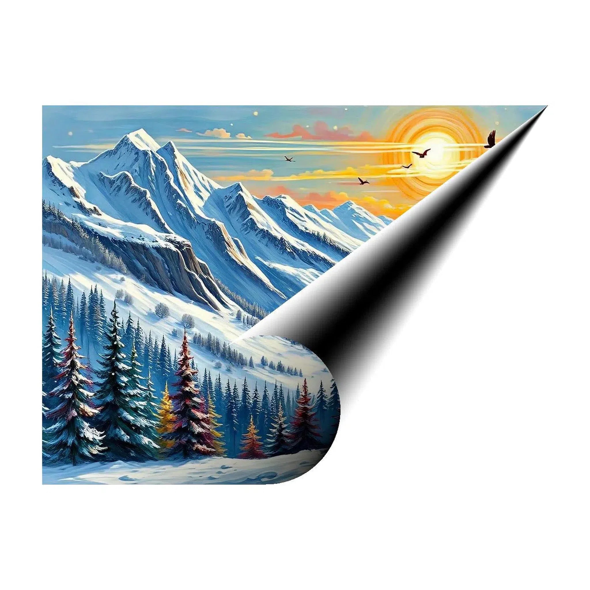 Snowy Mountain Nature Art Print 43735 Giclée Fine Art Matte Paper Print Visual Wall Art