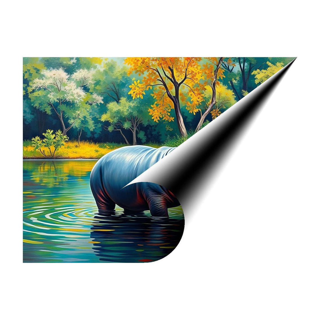 Standing Hippo Hippopotamus, Animal Art Print 43840 Giclee Rolled Canvas Print Visual Wall Art