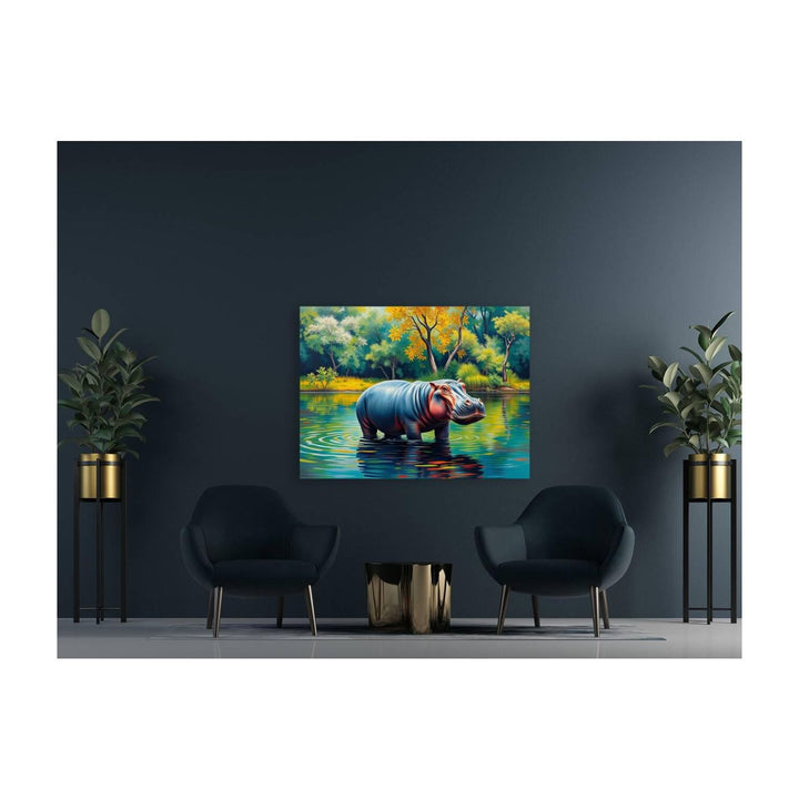 Standing Hippo Hippopotamus, Animal Art Print 43840 Visual Wall Art