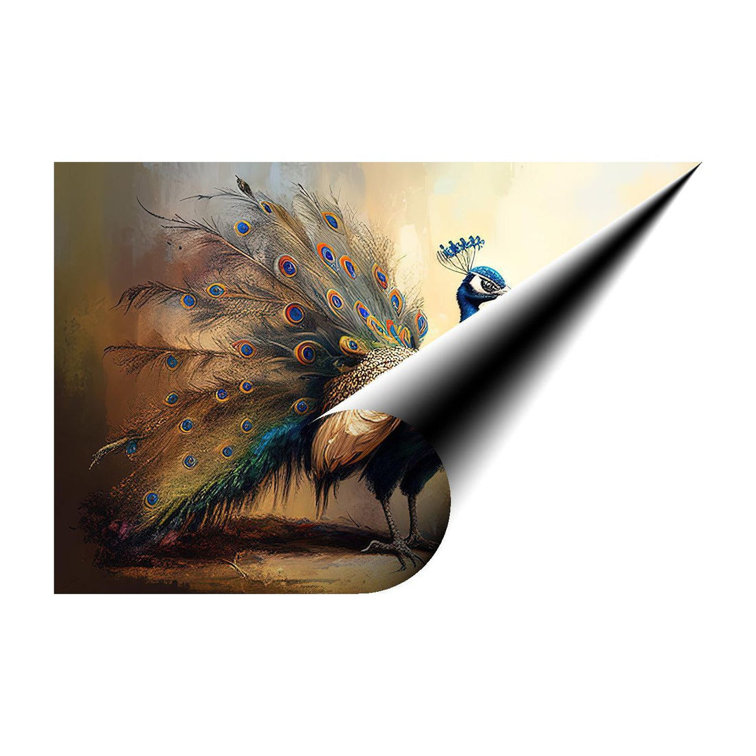 Standing Indian Peafowl, Peacock, Bird Art Print 32807 Giclee Rolled Canvas Print Visual Wall Art