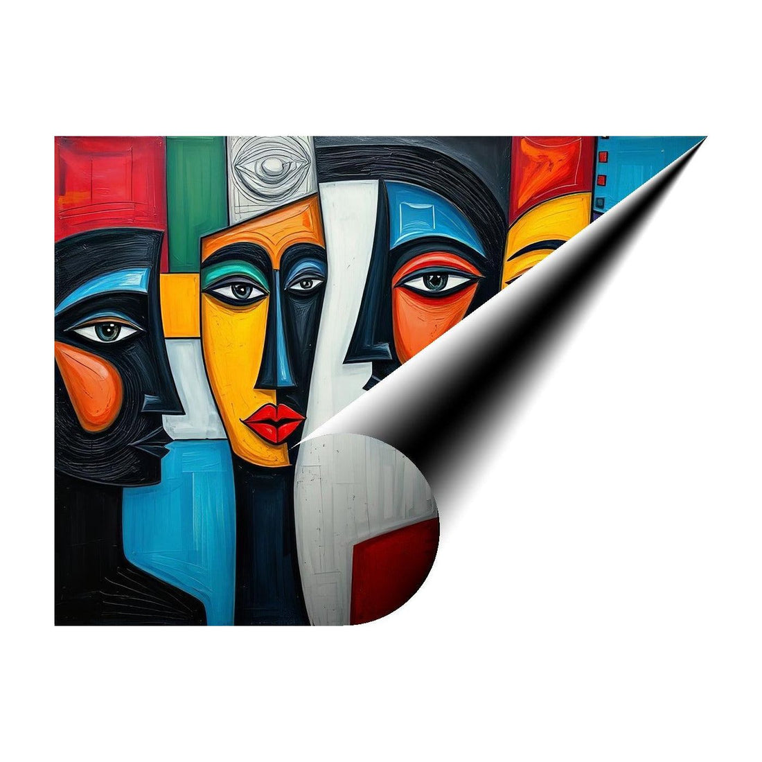 Staring Visages, Abstract Art Print 43640 Giclee Fine Art Matte Paper Print Visual Wall Art