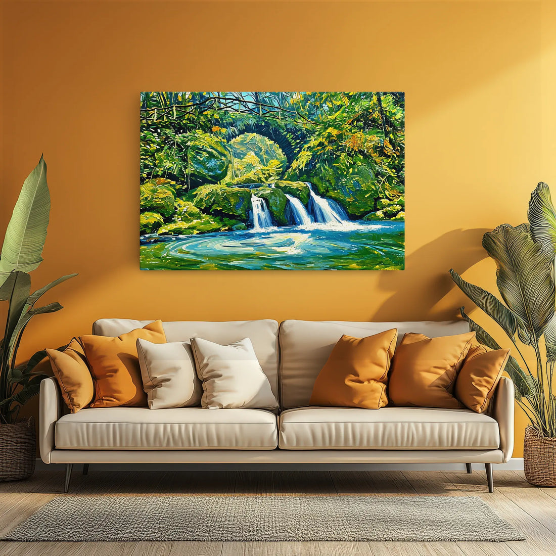 Stone Bridge Waterfall in Forest Giclée Print 323040 Visual Wall Art AR3:2H Giclée Print