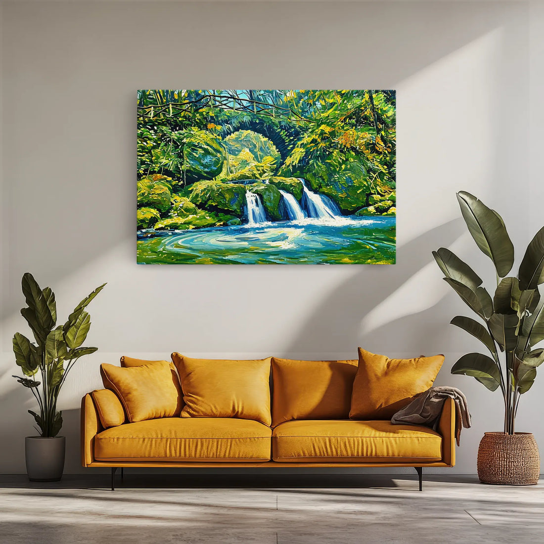 Stone Bridge Waterfall in Forest Giclée Print 323040 Visual Wall Art AR3:2H Giclée Print