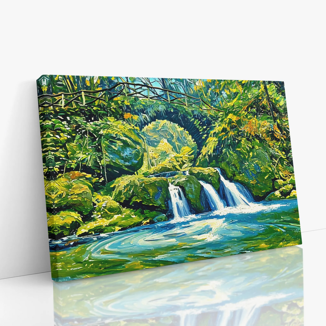 Stone Bridge Waterfall in Forest Giclée Print 323040 Visual Wall Art AR3:2H Giclée Print
