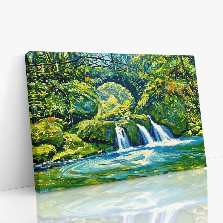 Stone Bridge Waterfall in Forest Giclée Print 323040 Visual Wall Art AR3:2H Giclée Print