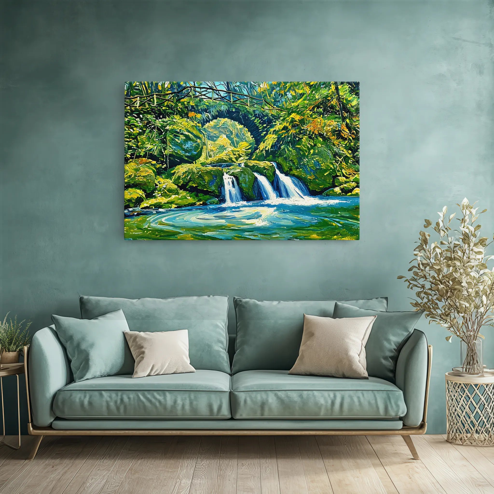 Stone Bridge Waterfall in Forest Giclée Print 323040 Visual Wall Art AR3:2H Giclée Print