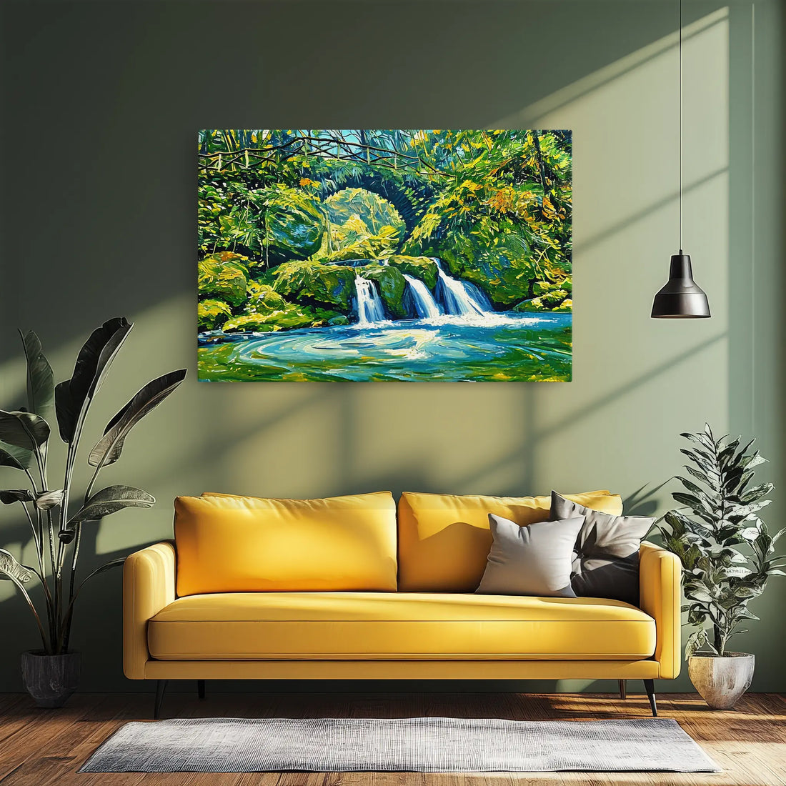 Stone Bridge Waterfall in Forest Giclée Print 323040 Visual Wall Art AR3:2H Giclée Print