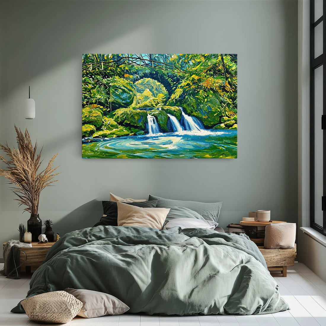 Stone Bridge Waterfall in Forest Giclée Print 323040 Visual Wall Art AR3:2H Giclée Print