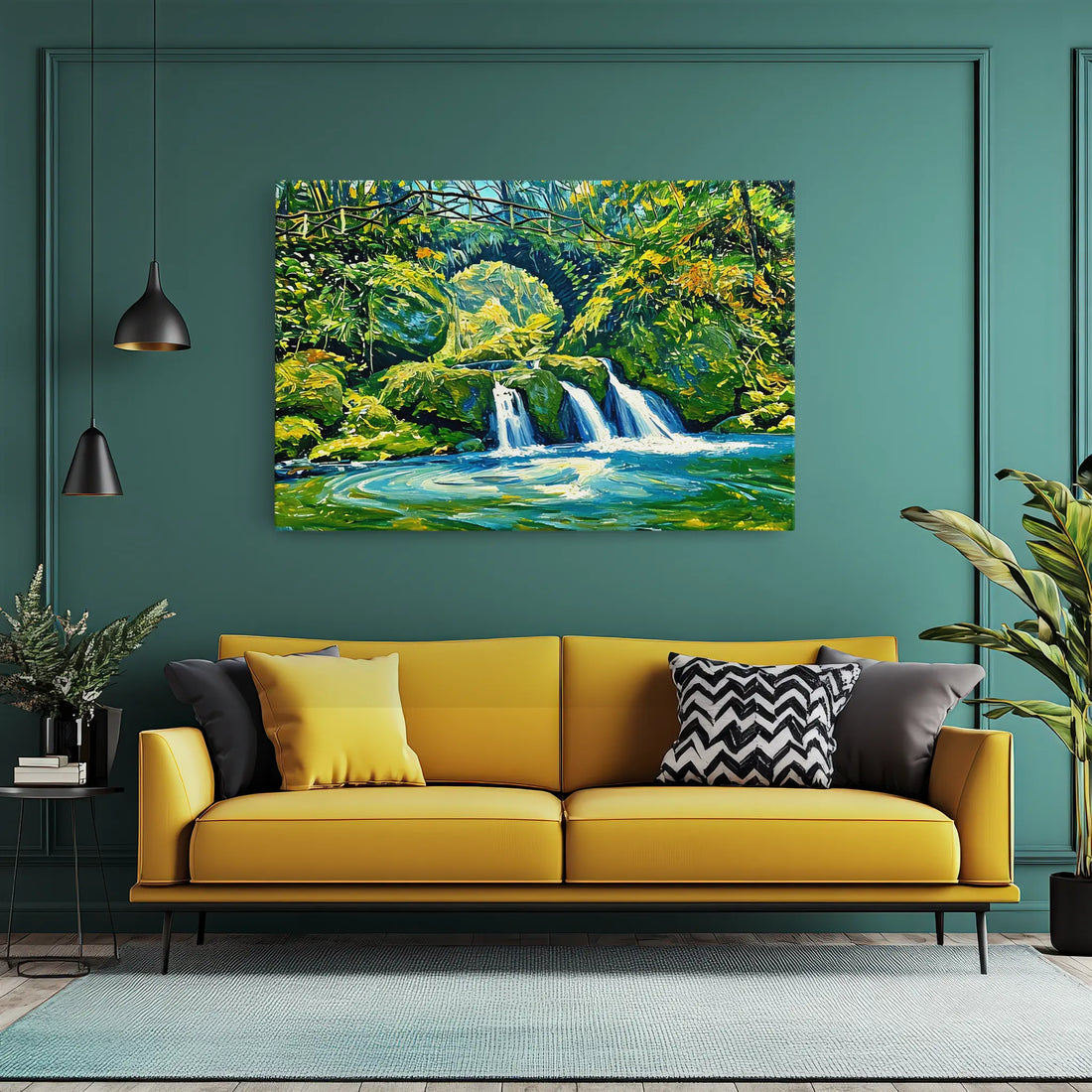 Stone Bridge Waterfall in Forest Giclée Print 323040 Visual Wall Art AR3:2H Giclée Print